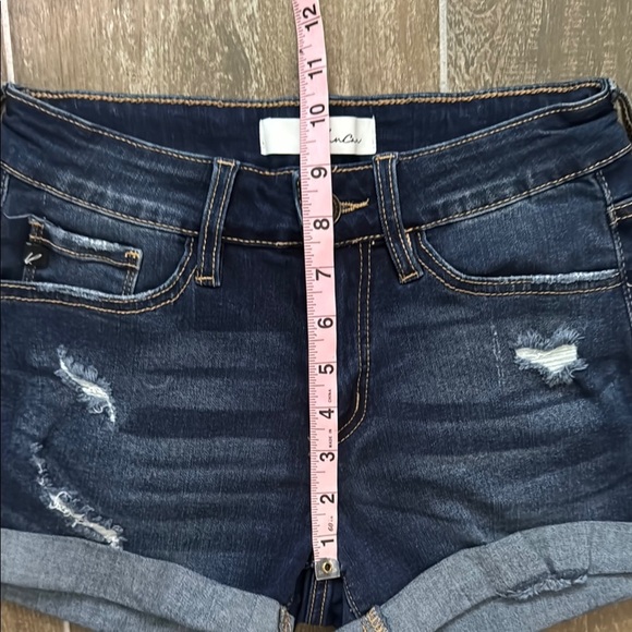 KanCan Dark Blue Distressed Jean Shorts - Picture 7 of 8